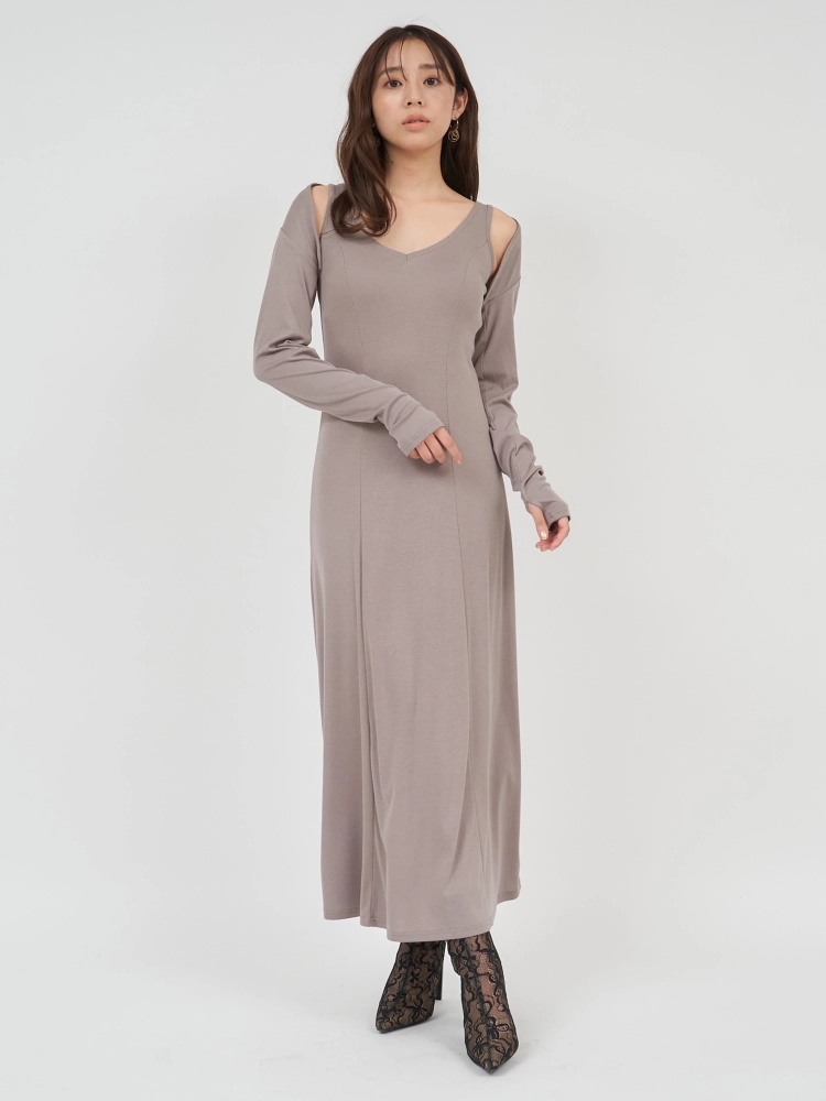 丈が選べる】ボレロ付ビジューストラップワンピース｜ワンピース  