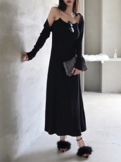 丈が選べる】ボレロ付ビジューストラップワンピース｜ワンピース  