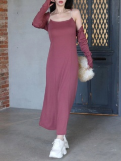 丈が選べる】ボレロ付ビジューストラップワンピース｜ワンピース  