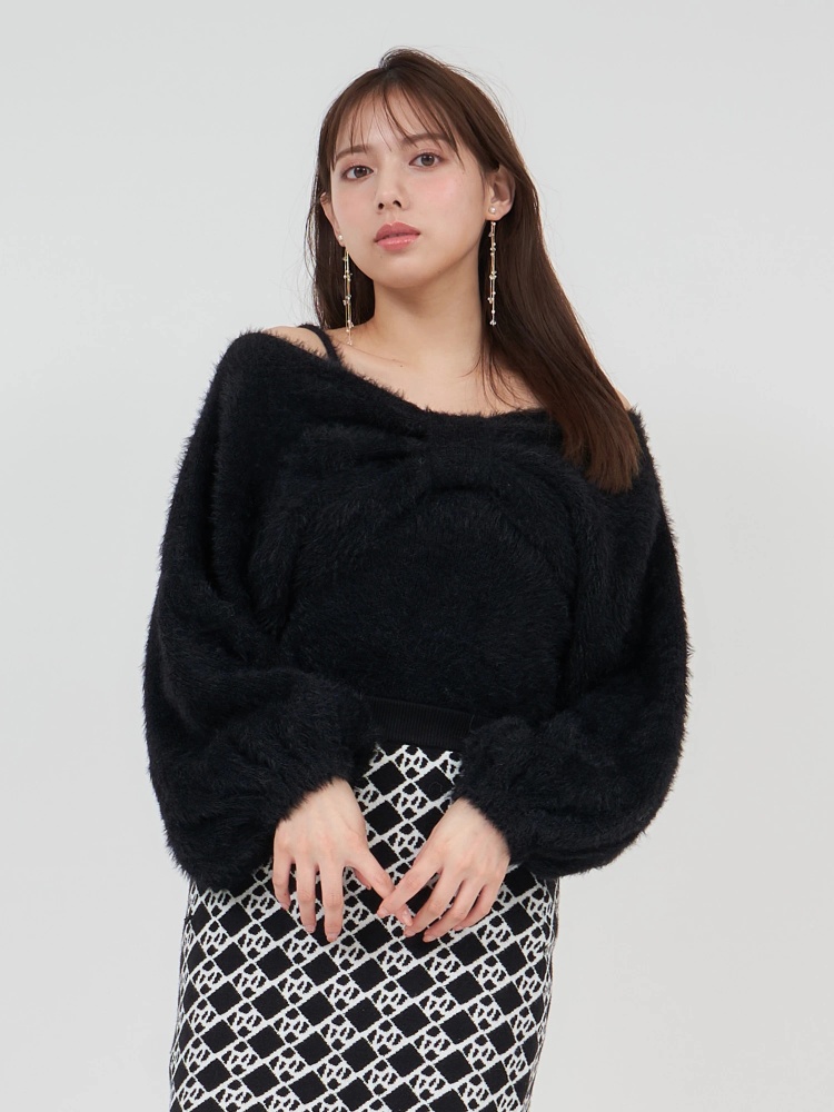 GirlsAward2024 A/W 天翔天音様 着用】リボンボレロシャギーニット 