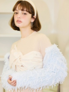 GirlsAward2024 A/W 鈴木ゆうか様 着用】ファーフェザーボレロ 