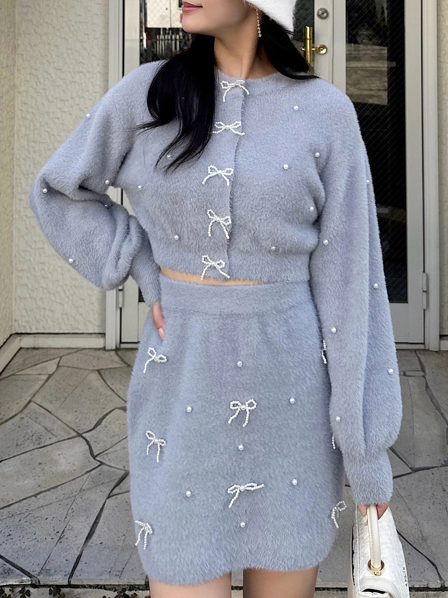 GirlsAward2024 A/W 加藤ナナ様 着用】パールリボンシャギー GirlsAward2024 A/W 加藤ナナ様 着用】パールリボンシャギー