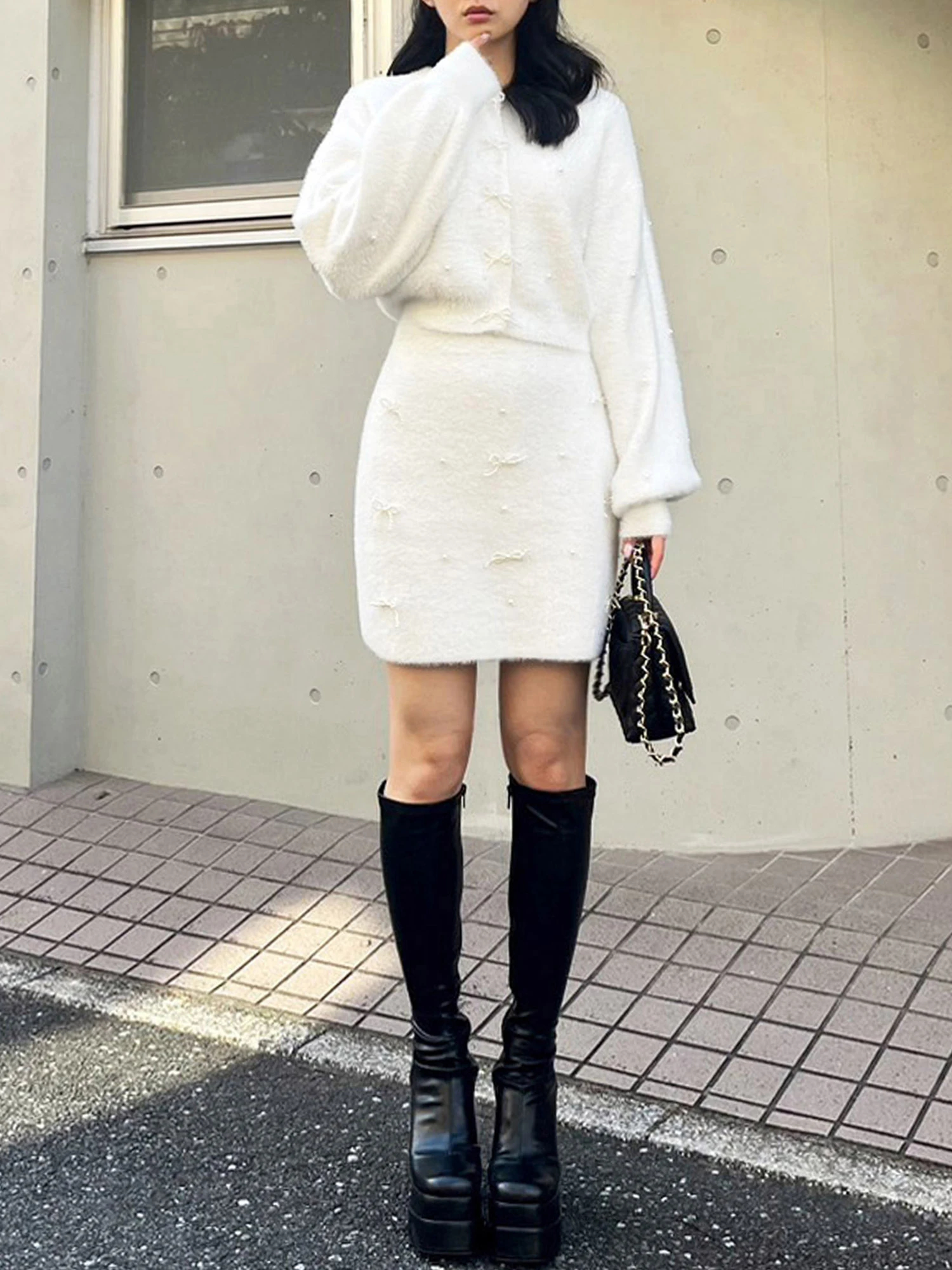 GirlsAward2024 A/W 加藤ナナ様 着用】パールリボンシャギー