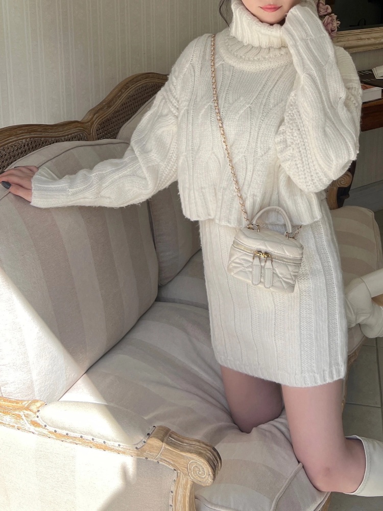 選べる3点SET対象】オフタートルケーブルニットセットアップ｜セット  