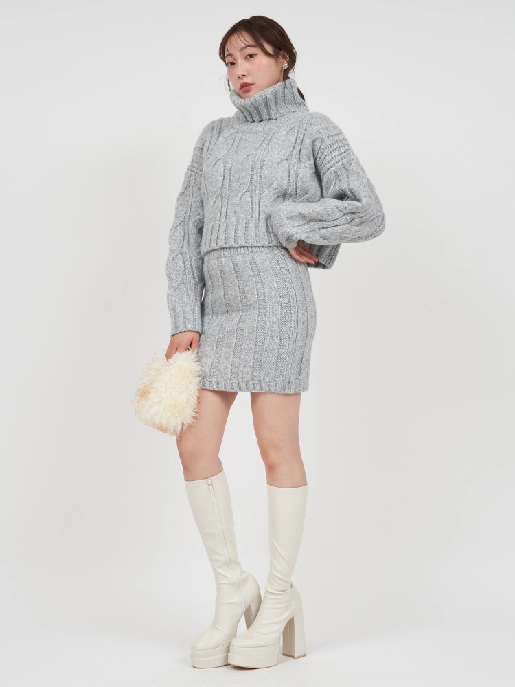 選べる3点SET対象】オフタートルケーブルニットセットアップ｜セット  