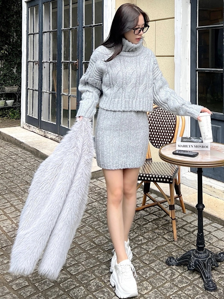 選べる3点SET対象】オフタートルケーブルニットセットアップ｜セット  