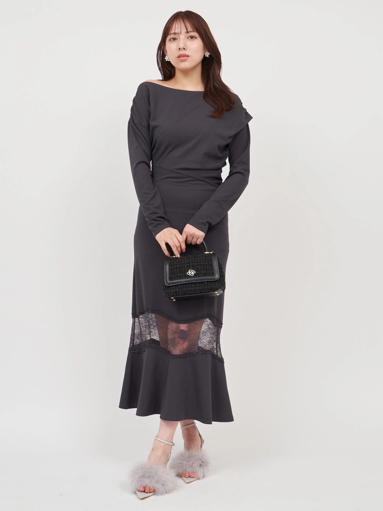 レース切替ドレープドレス｜ドレス｜ワンピース｜ROYAL PARTY  