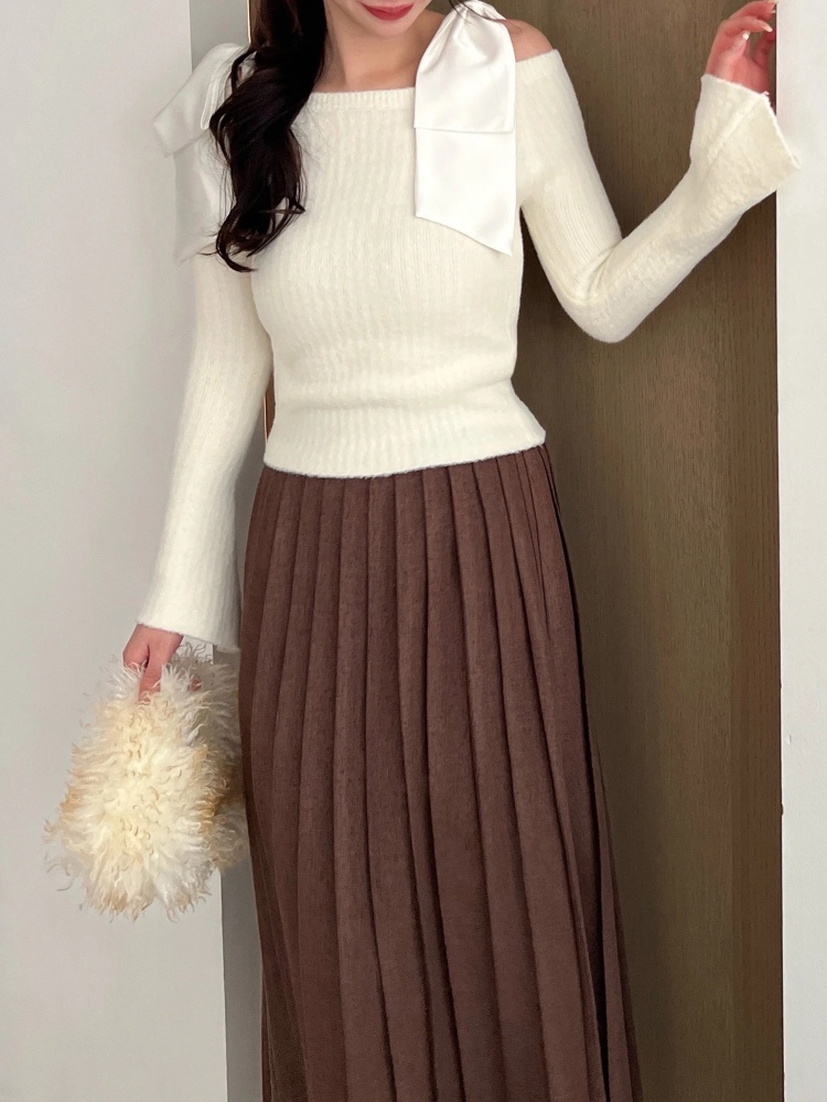 肩リボンミニシャギーニットトップス｜ニット｜トップス｜ROYAL PARTY  