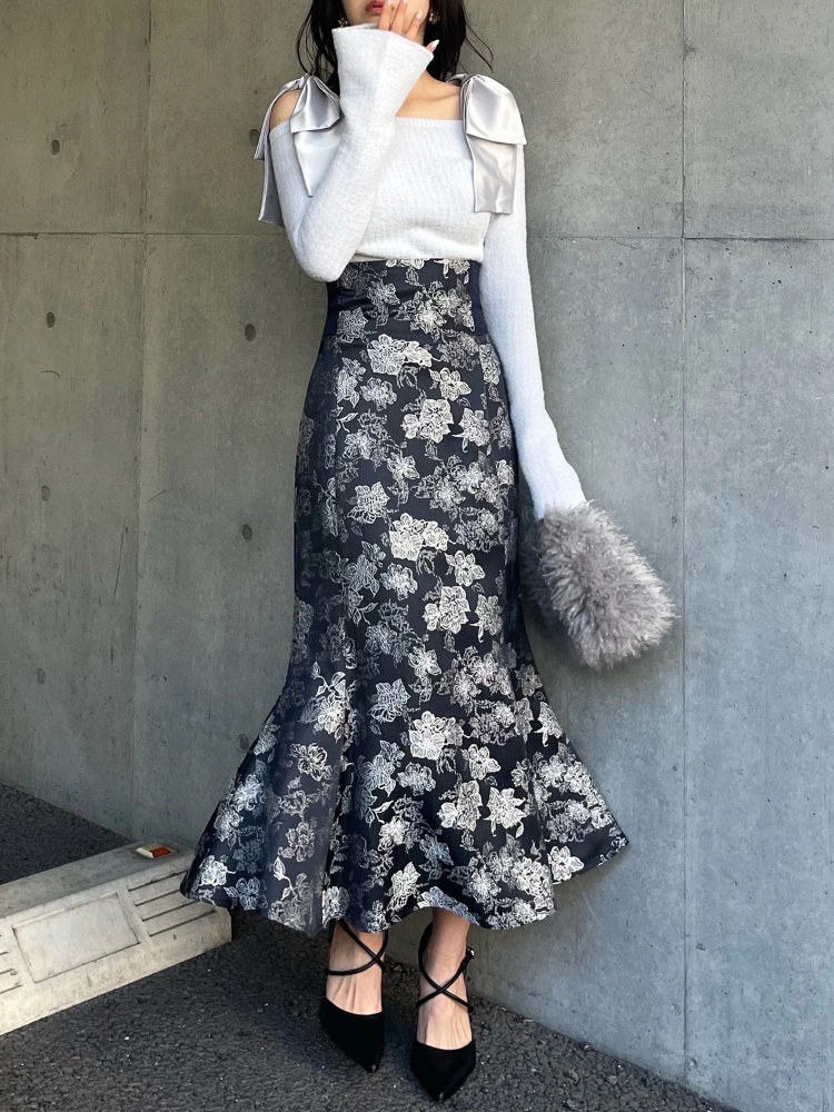 ANAYI ネイビー 花柄 スカート 36 美品 ANAYI アナイ スカート  