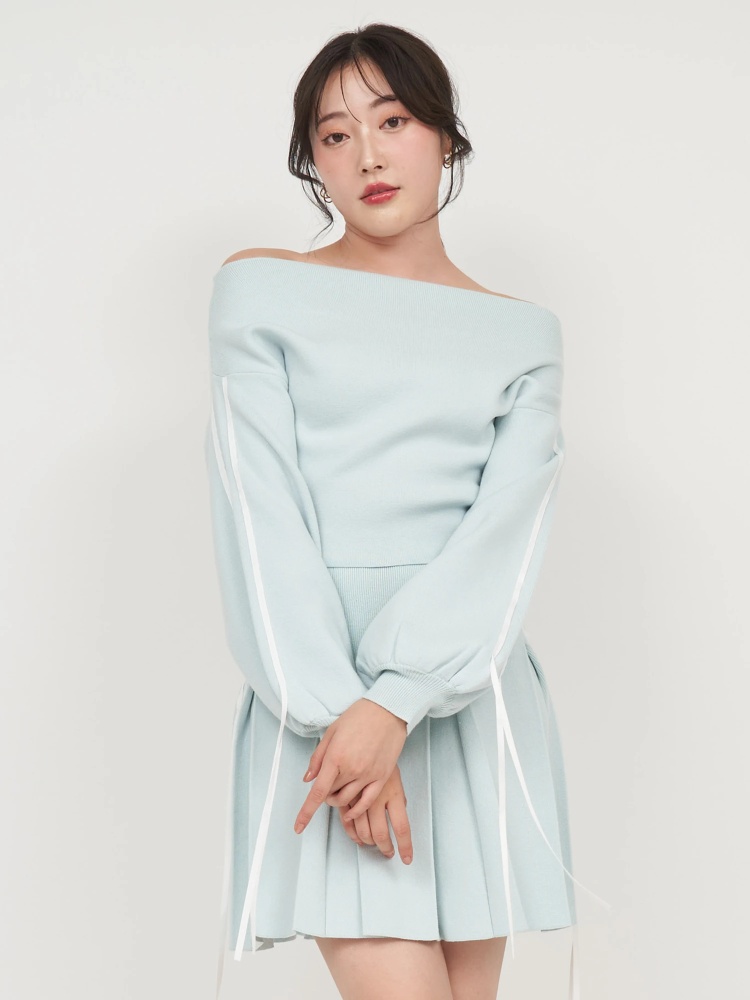 配色リボンオフショルニットトップス｜ニット｜トップス｜ROYAL PARTY  