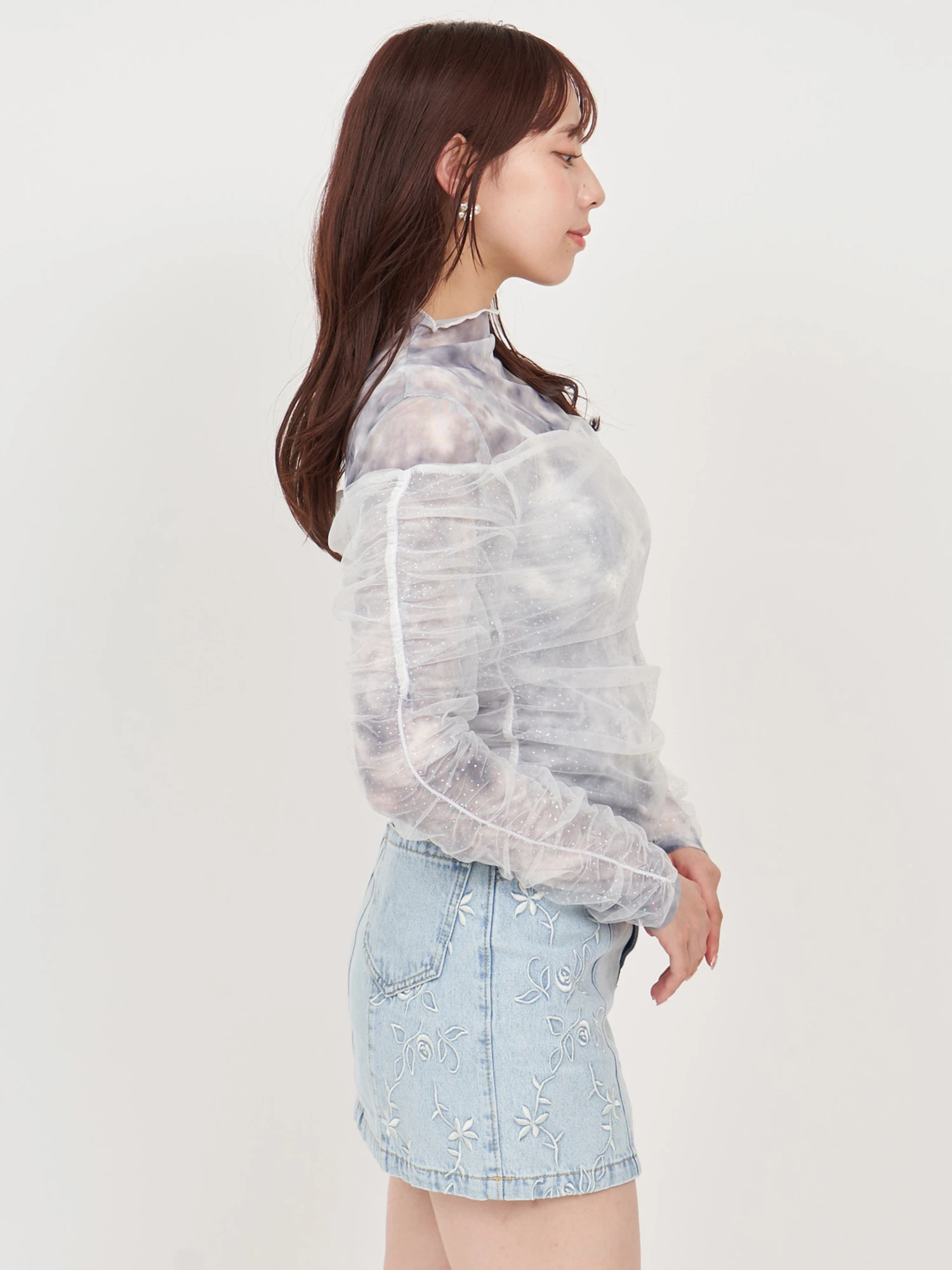 tシャツ ラメチュールレイヤードロゴTシャツ レディース LHELBIE ラメチュールレイヤードロゴTシャツ | Siniy