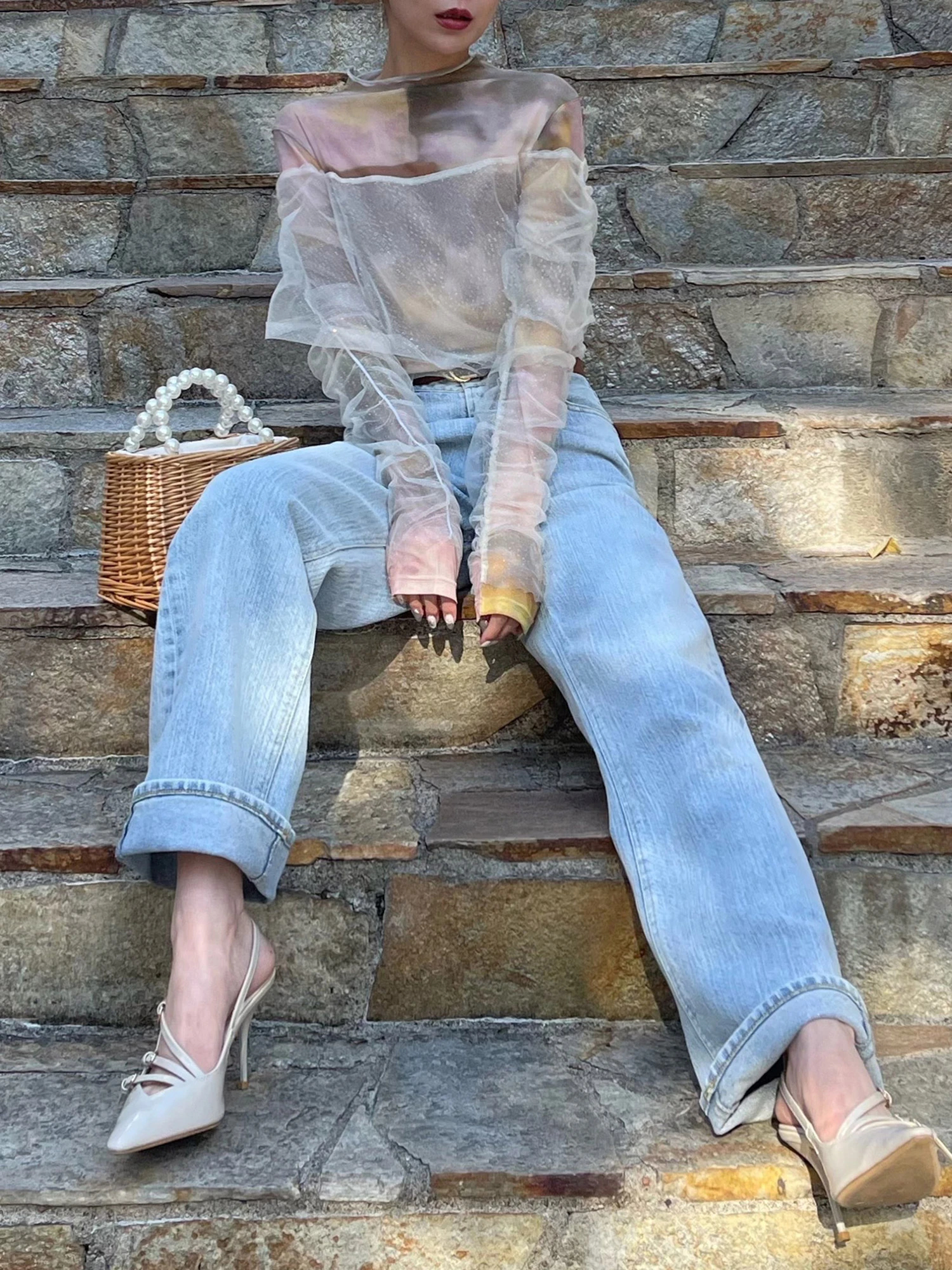 487 MUSEE タグ付✨透け感 チュールレイヤードトップス yae】Tulle layered top/チュールレイヤードトップス – LA BELLE