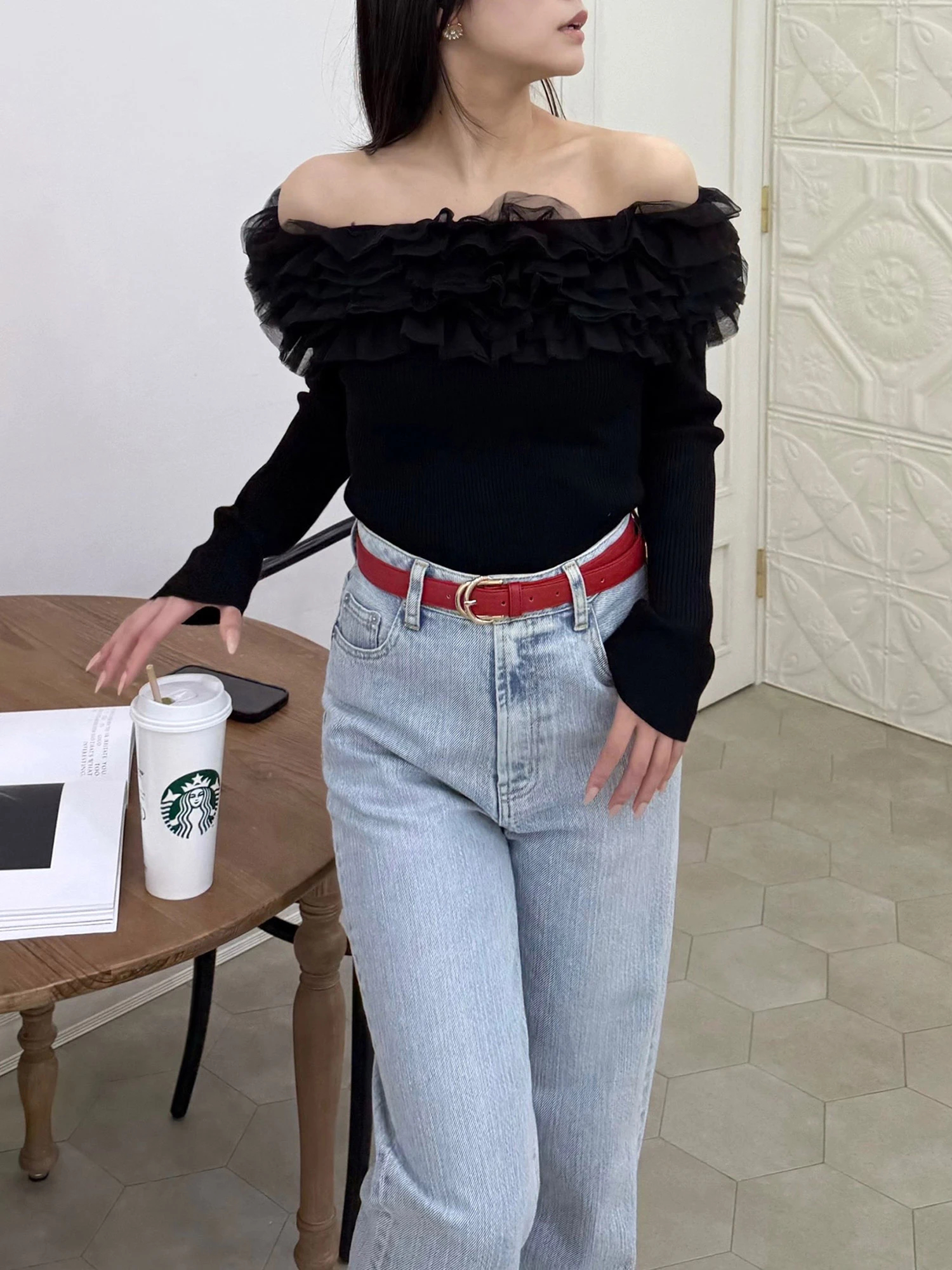 lilLilly オフショルフーディートップス lilLilly tシャツ オフショルジップリボントップス レディース