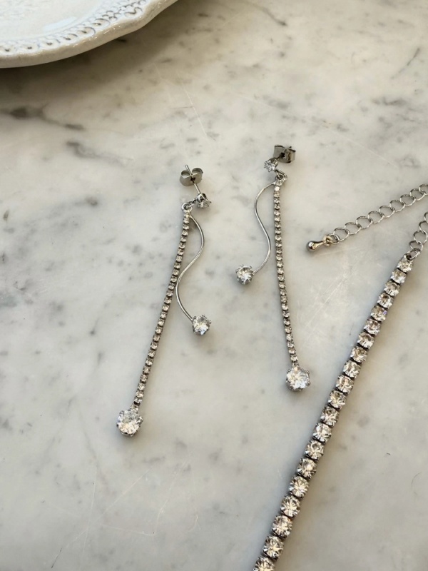 ドロップジュエルピアス(シルバー)