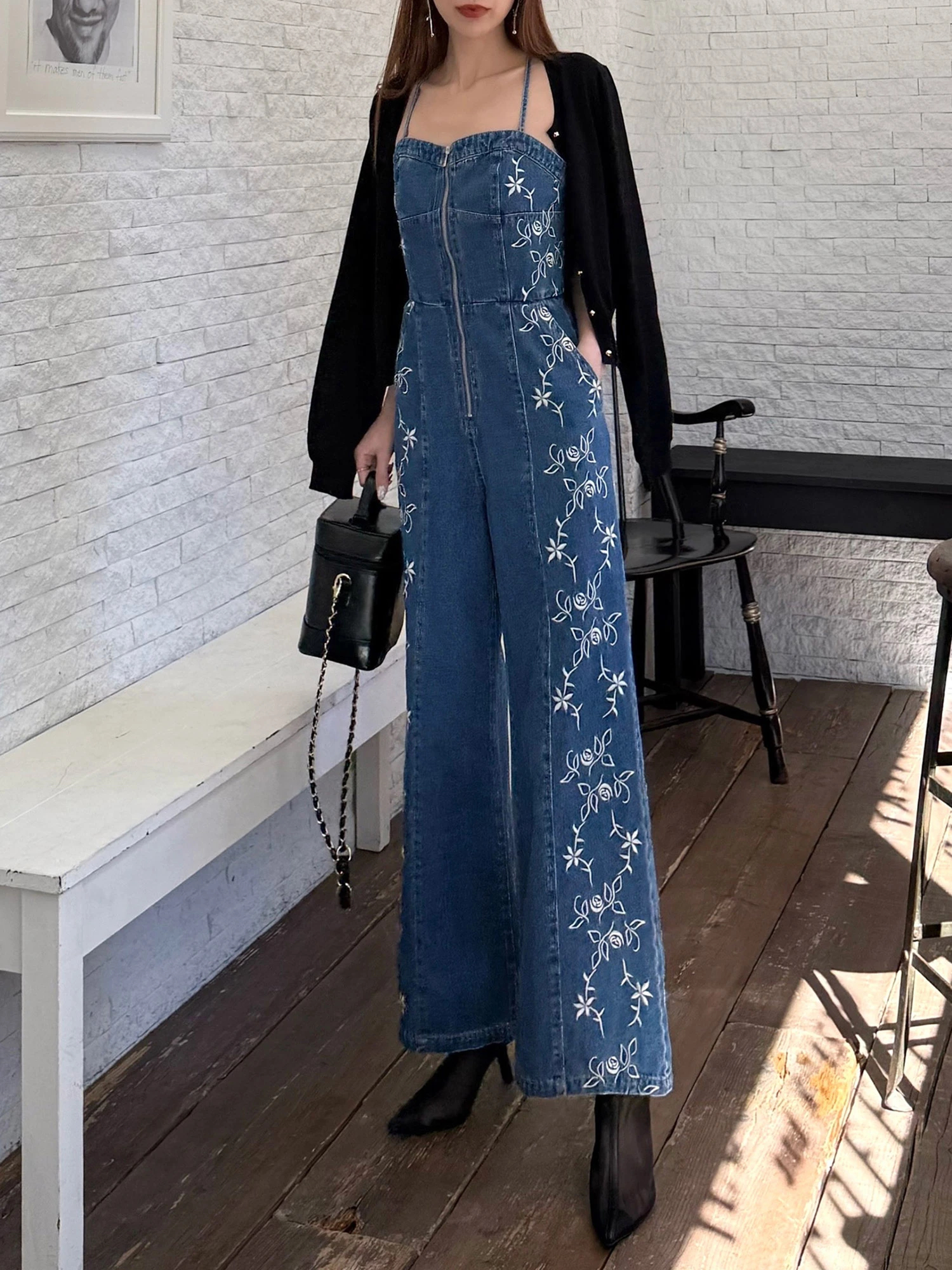 オリジナル刺繍デニムベアオールインワン｜オールインワン