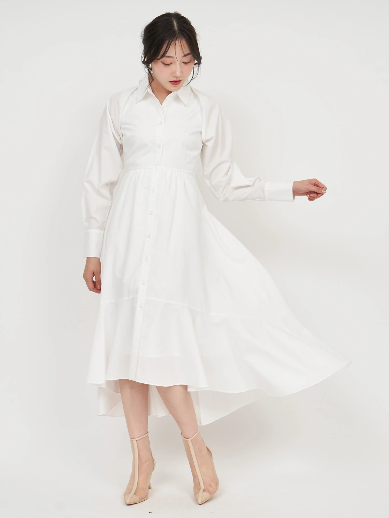 ボレロ付イレヘムシャツワンピース｜シャツワンピース