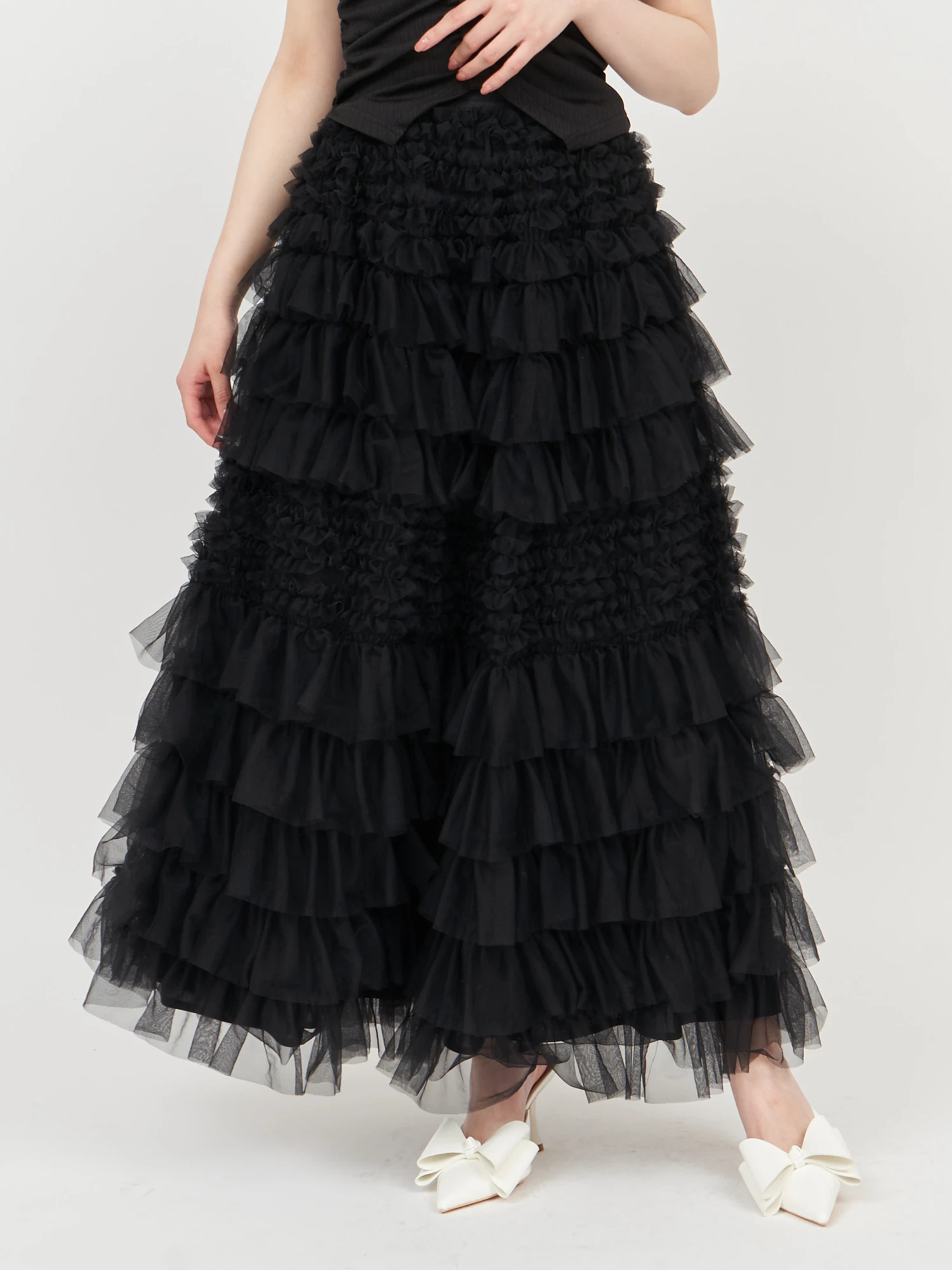 着用2回♡美品】BCBG MAXAZRIA♡ティアードチュールロングスカート