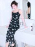 【GirlsAward2025 S/S 村重杏奈様 着用】花柄チュールギャザーキャミドレス(ネイビー)