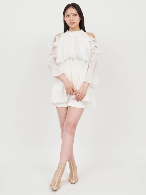 ROYAL PARTY(ロイヤルパーティ) |【GirlsAward2025 S/S 立花琴未様/藤井サチ様 着用】リボン付コールドショルダーブラウスセットアップ