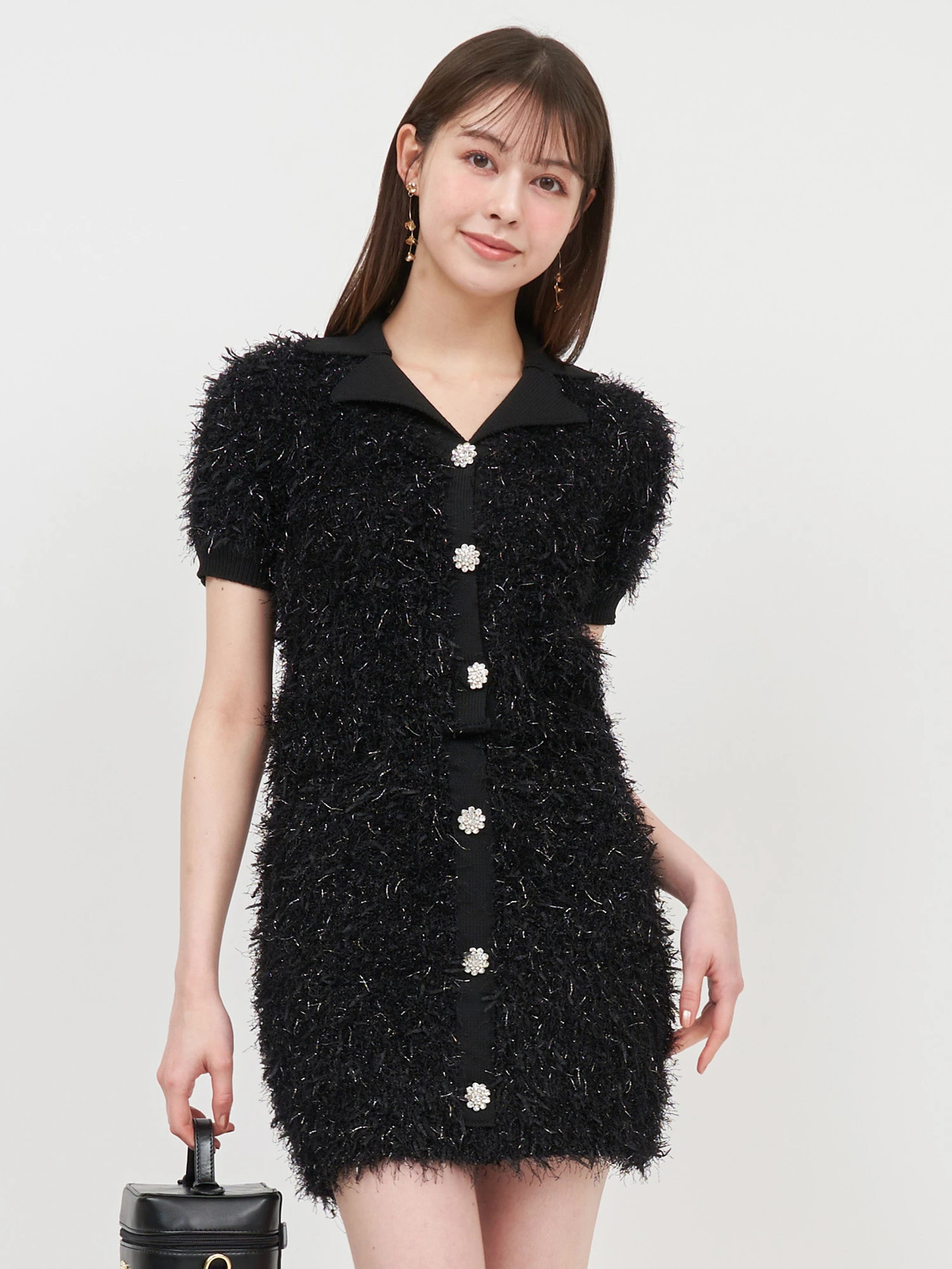 GirlsAward2025 S/S ちぴ様 着用】ジュエルボタン付MIXヤーン