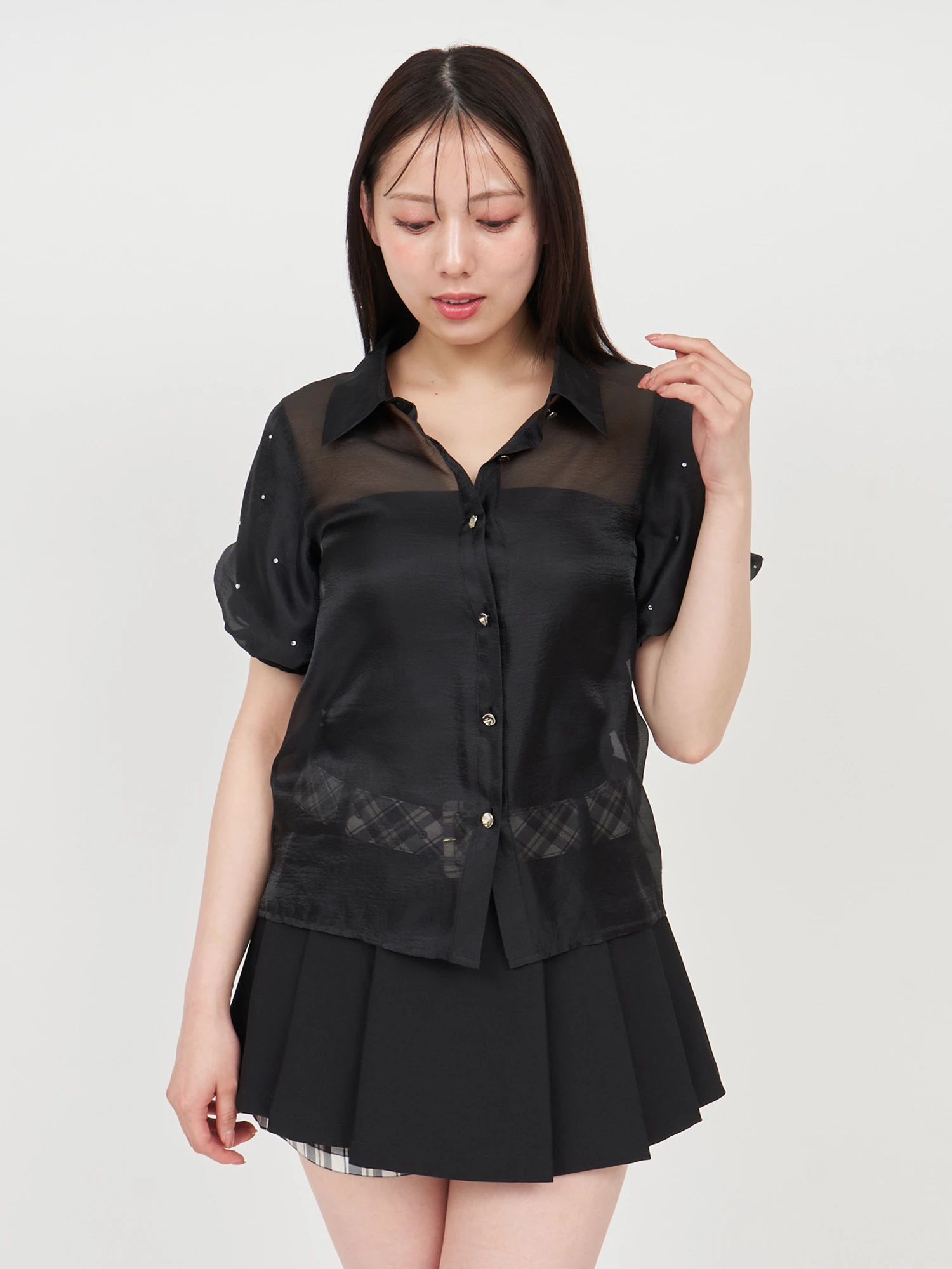 katie ラインストーン パフスリーブ Tシャツ katie ラインストーン パフスリーブ Tシャツ