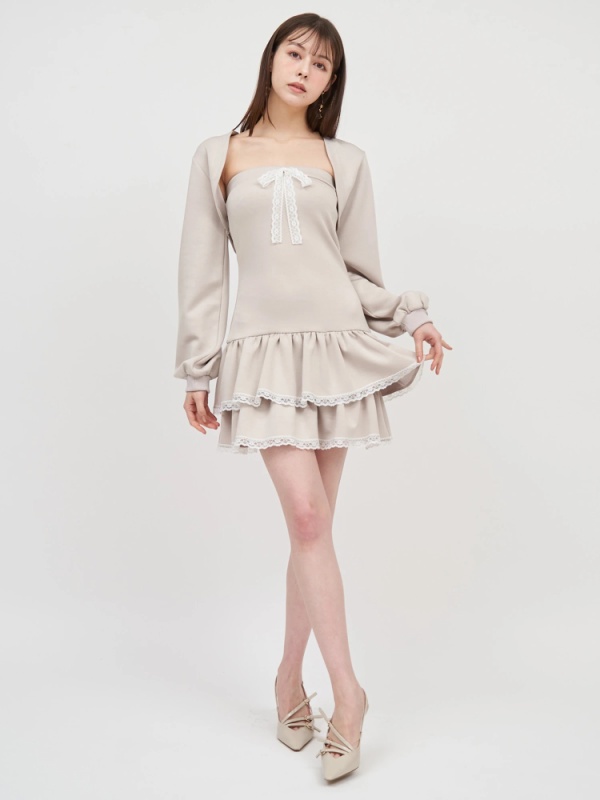 ROYAL PARTY(ロイヤルパーティ) |【GirlsAward2025 S/S 小栗有以様 着用】ティアードベアボレロアンサンブルミニワンピース(ベージュ)