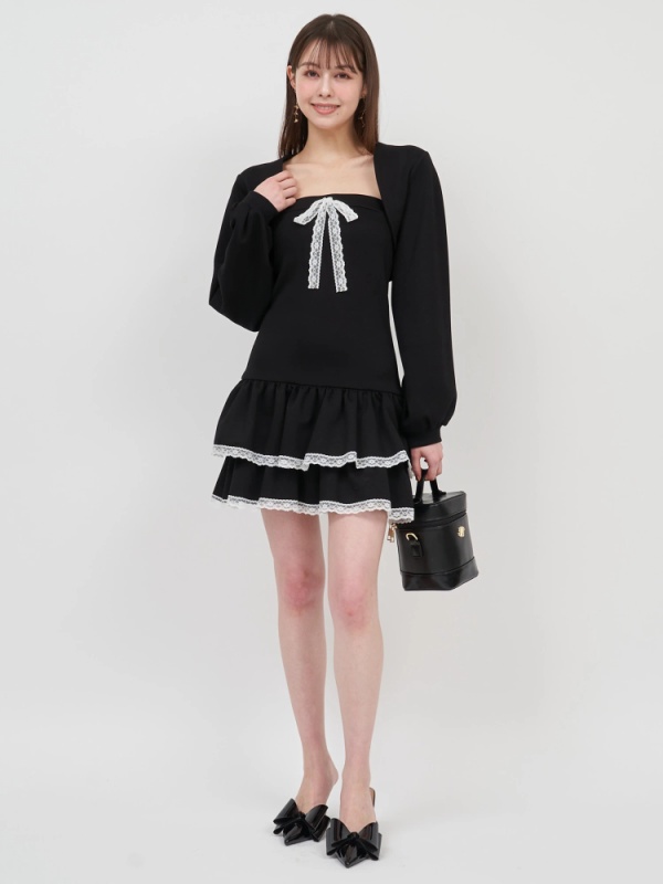 ROYAL PARTY(ロイヤルパーティ) |【GirlsAward2025 S/S 小栗有以様 着用】ティアードベアボレロアンサンブルミニワンピース(ブラック)