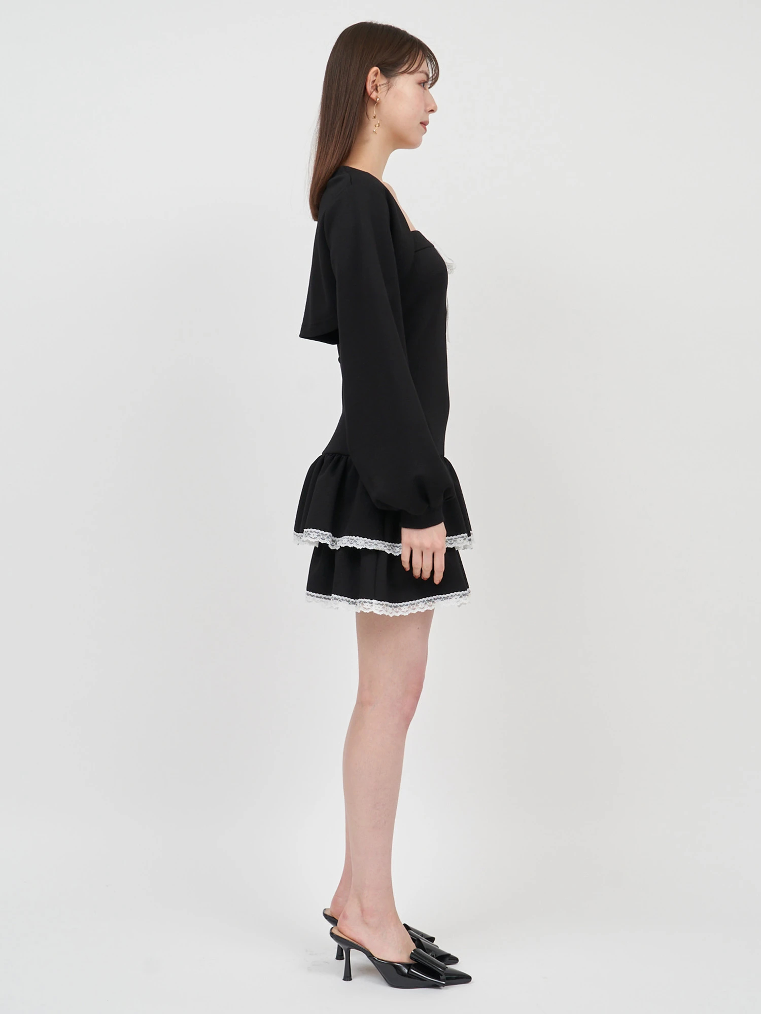 ティアード ミニドレス 黒 ワンピース LAEMUSE 2025ドレスコレクション | TIERED MINI DRESS