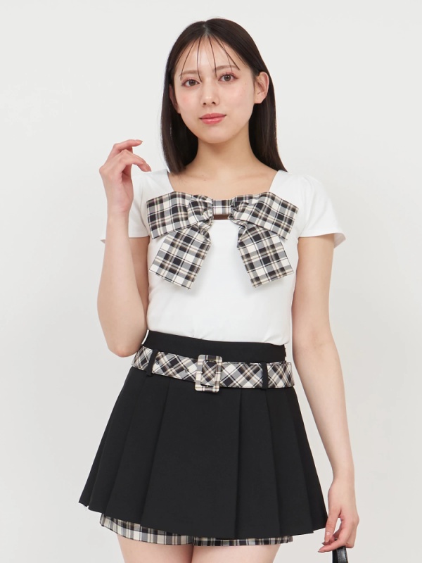 ROYAL PARTY(ロイヤルパーティ) |【GirlsAward2025 S/S 天翔愛様/天翔天音様 着用】チェックリボンカットトップス(ブラック)