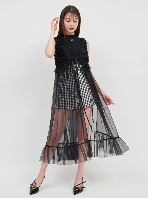 ROYAL PARTY(ロイヤルパーティ) |【GirlsAward2025 S/S 板野友美様/川口ゆりな様 着用】3Dフラワージレ(ブラック)