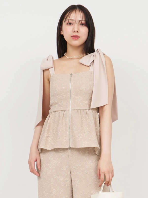 ROYAL PARTY(ロイヤルパーティ) |【GirlsAward2025 S/S 板野友美様/藤田ニコル様 着用】ジャガードベアペプラムビスチェ(ベージュ)