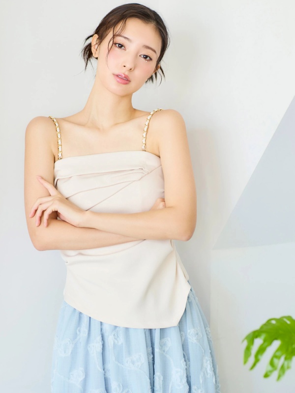チェーンストラップアシメタックビスチェ(オフホワイト)