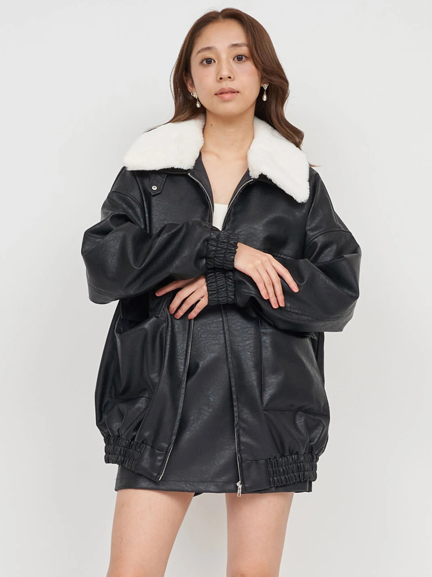 新品タグ付き ロイヤルパーティー ペプラムレザージャケット ブラック ロイヤルパーティー ROYAL PARTY ペプラムレザージャケット