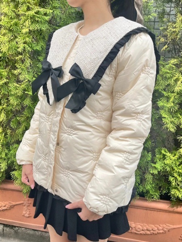 MORE self LOVE(モアセルフラブ) |patchwork frill ribbon coat
