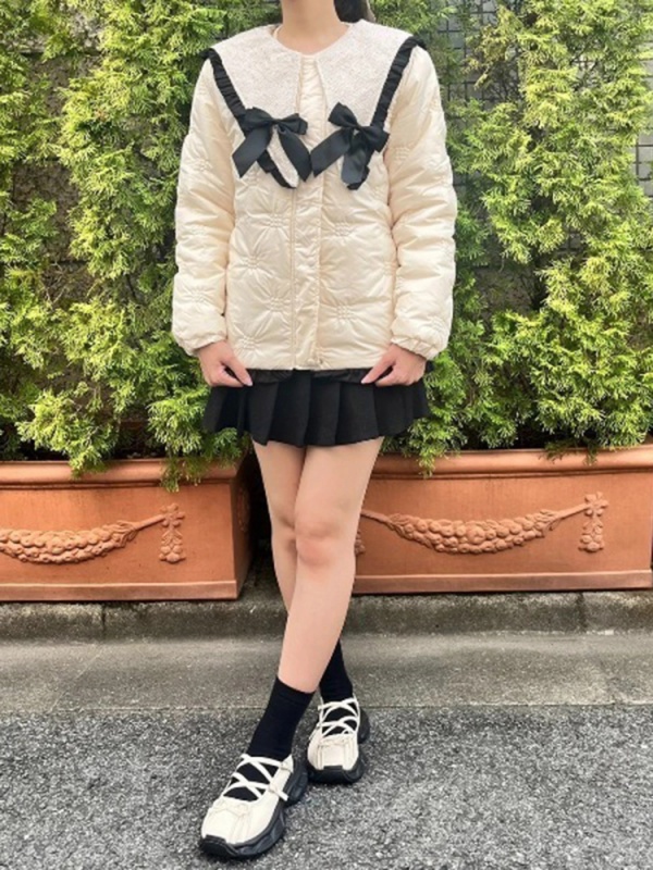 MORE self LOVE(モアセルフラブ) |patchwork frill ribbon coat
