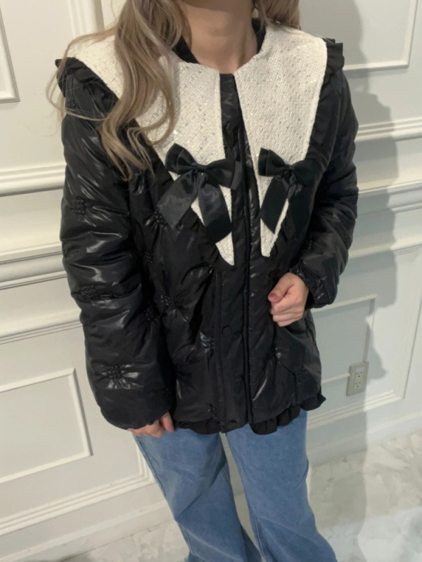MORE self LOVE(モアセルフラブ) |patchwork frill ribbon coat