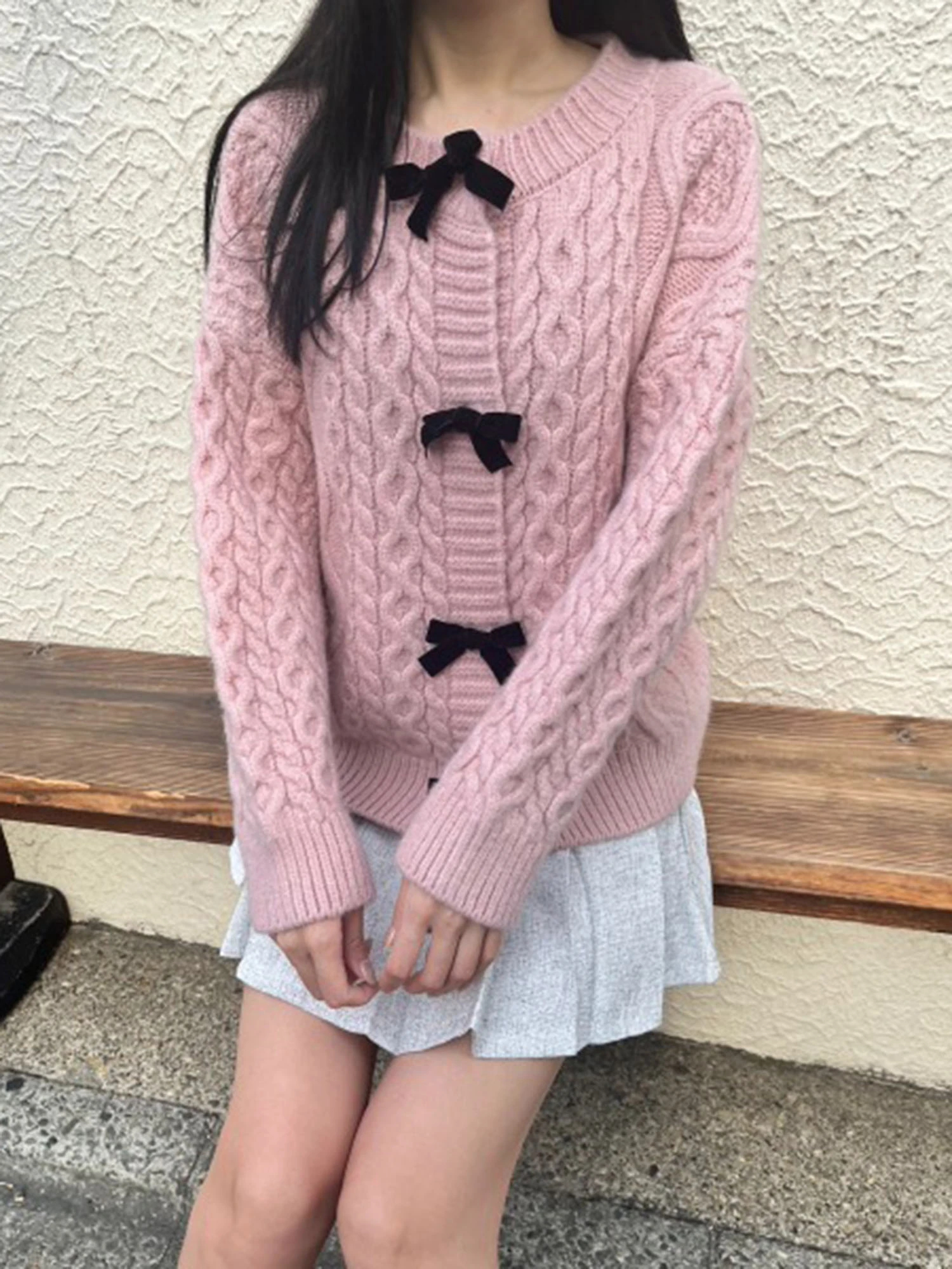 ベロアリボンケーブルニット｜ニット｜トップス｜MORE self LOVE