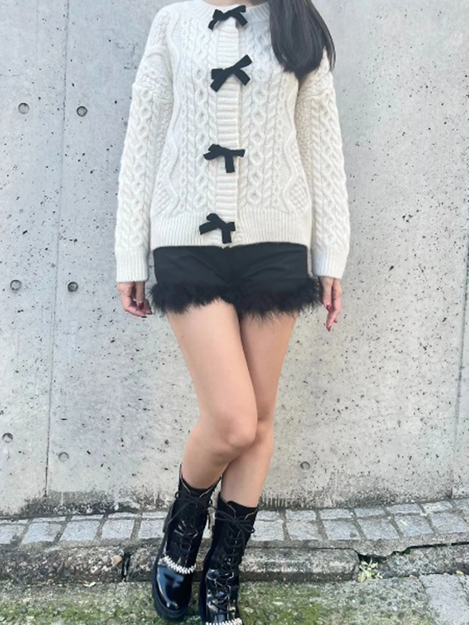 ベロアリボンケーブルニット｜ニット｜トップス｜MORE self LOVE