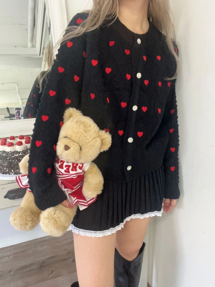 刺繍ハートカーディガン｜カーディガン｜トップス｜MORE self LOVE 