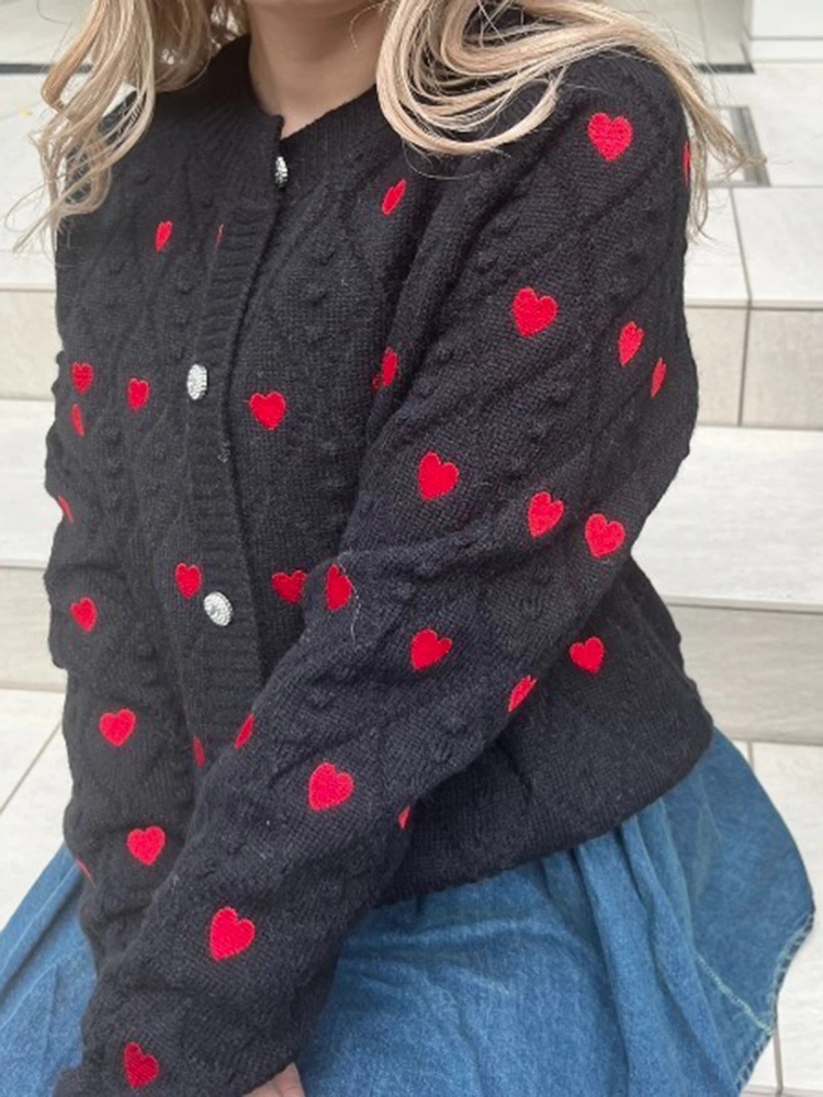 刺繍ハートカーディガン｜カーディガン｜トップス｜MORE self LOVE 