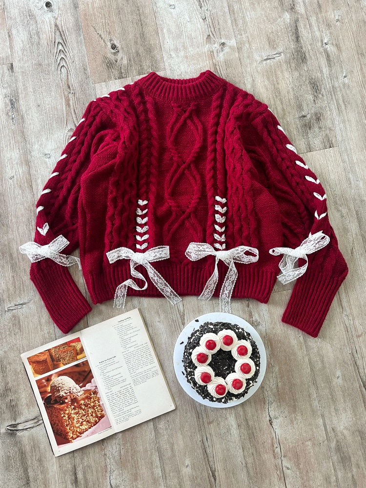 Lumignon L holiday かむ tweed knit セットアップ レッド