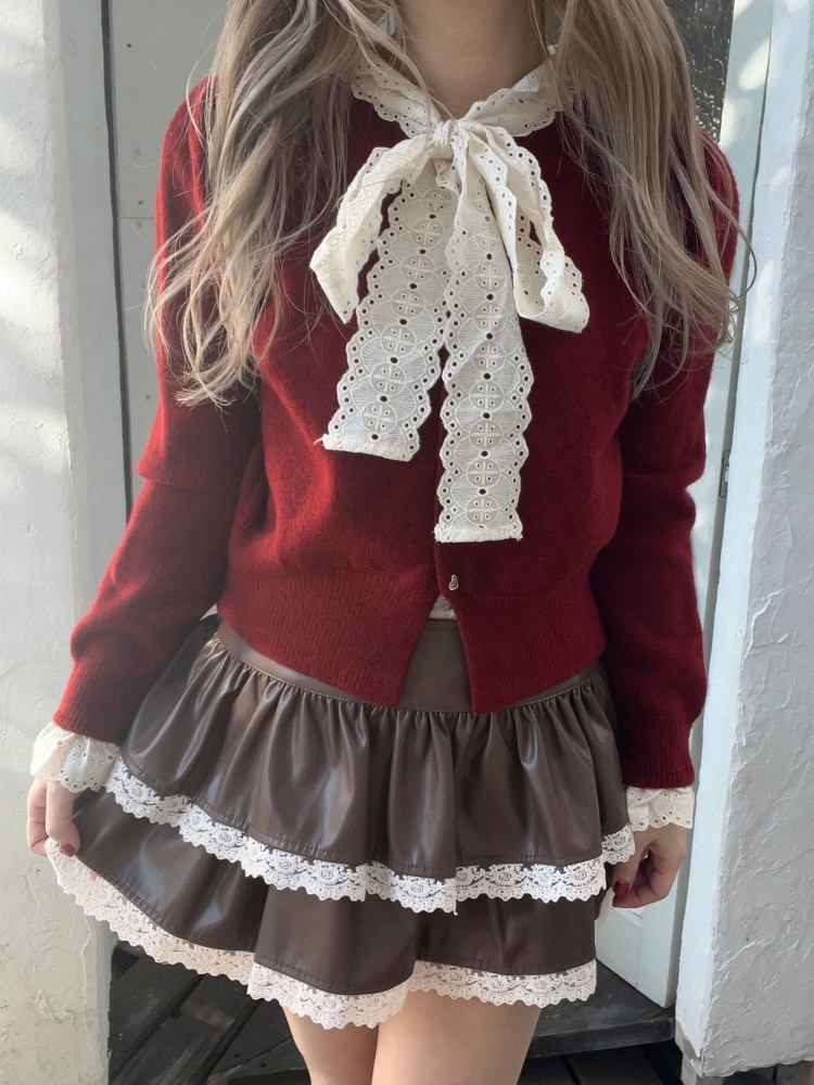 Jane Marple Dans Le Salonフリルリボンカラーカーディガン（2024  