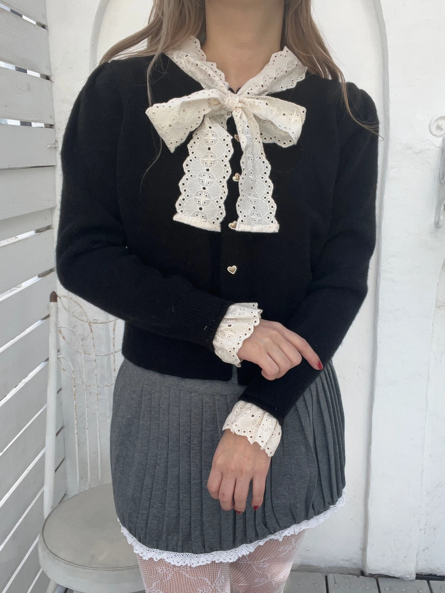 Lace ruffle cardigan – POPPY
