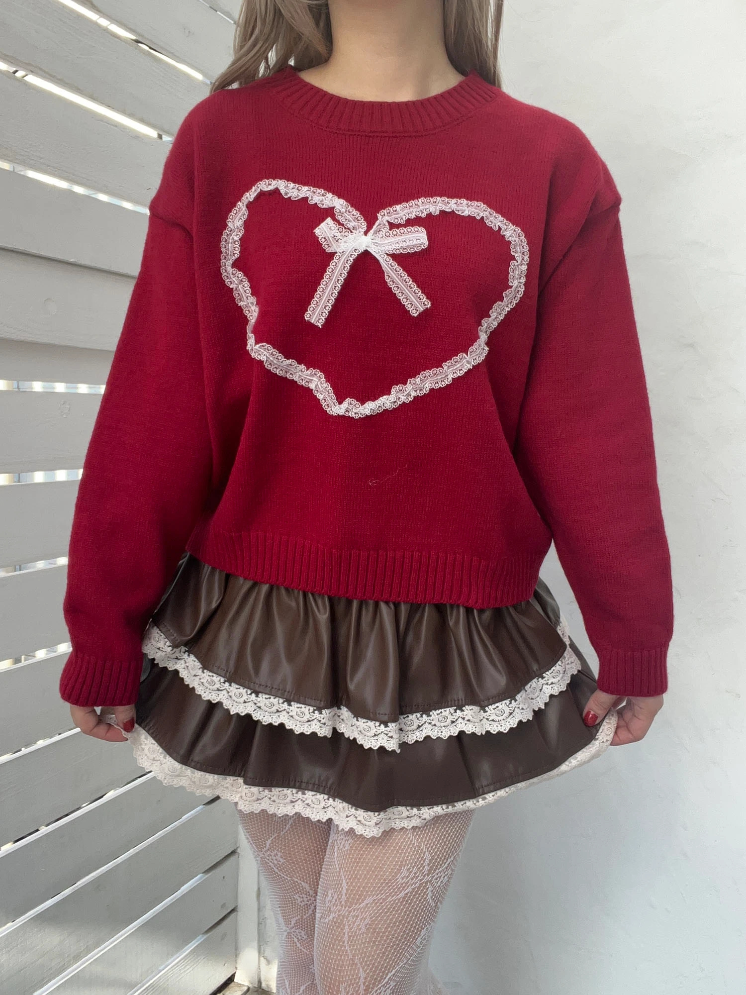 MEER.】HEART SLEEVELESS KNIT(BE)