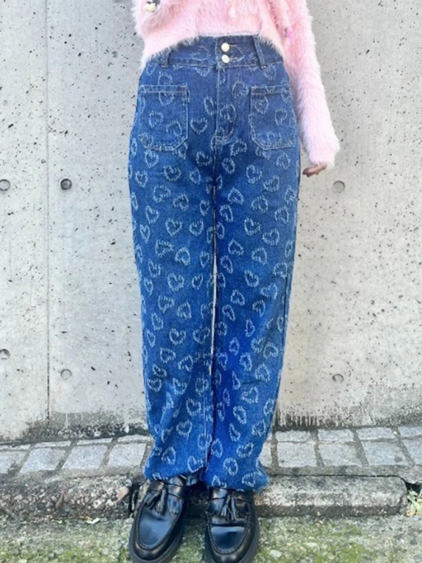 heart denim pants(インディゴ)
