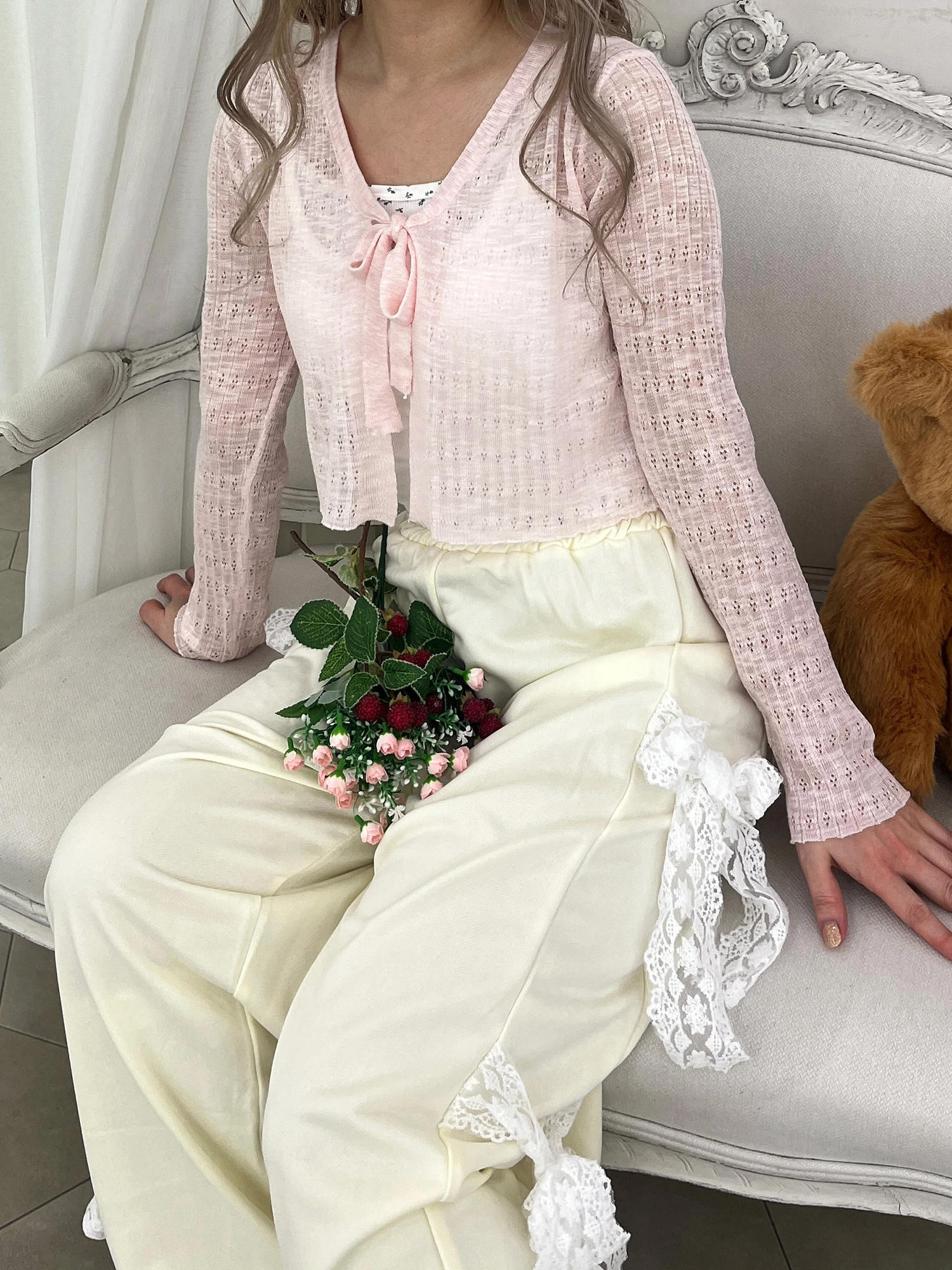 新品タグ付き ロイヤルパーティー ロングフェザーカーディガン ピンク ロイヤルパーティー ROYAL PARTY ロングフェザーカーディガン