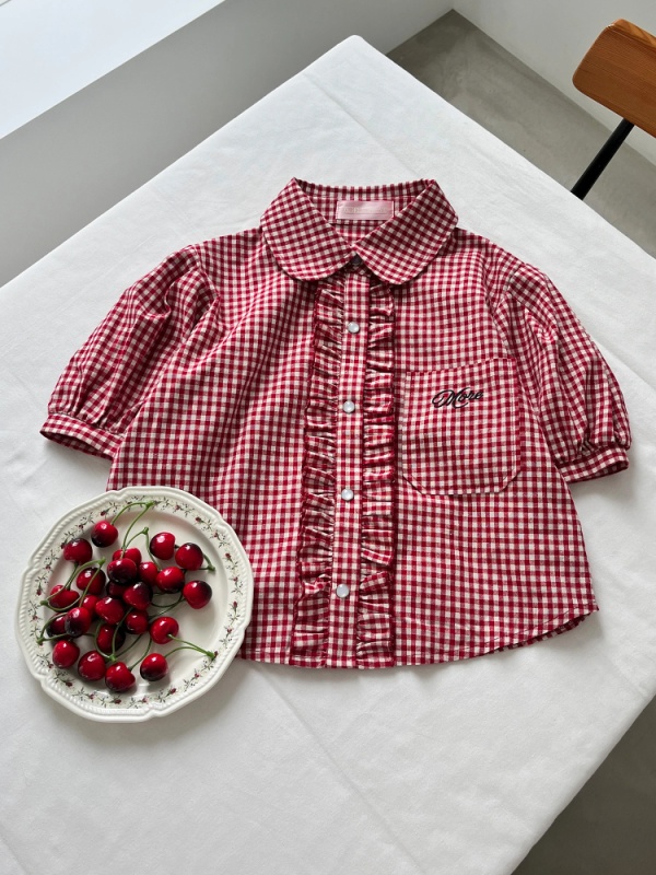 刺繍フリルブラウス(ネイビー)