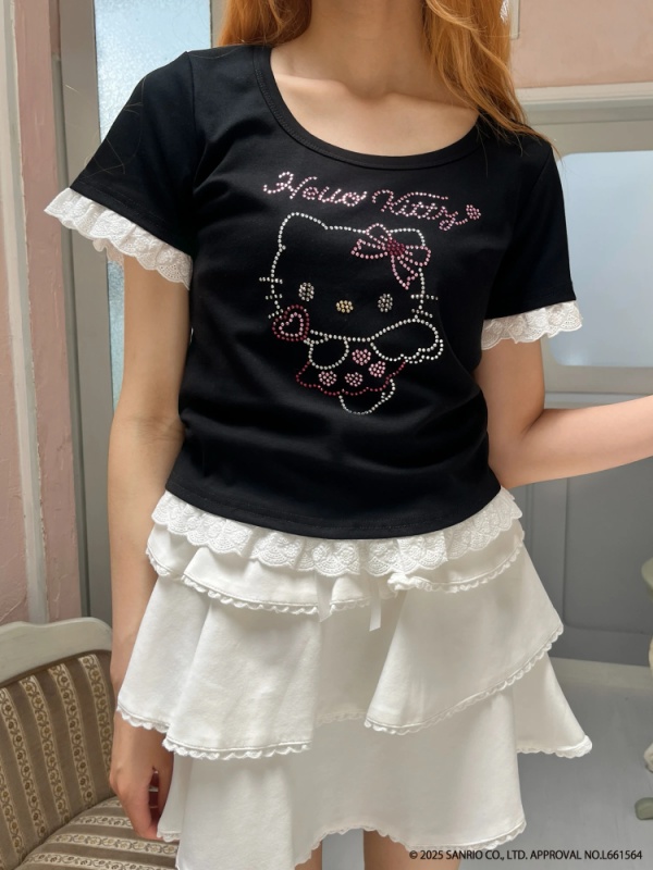 MORE self LOVE(モアセルフラブ) |ANGEL【HELLO KITTY】RHINESTONE TEE