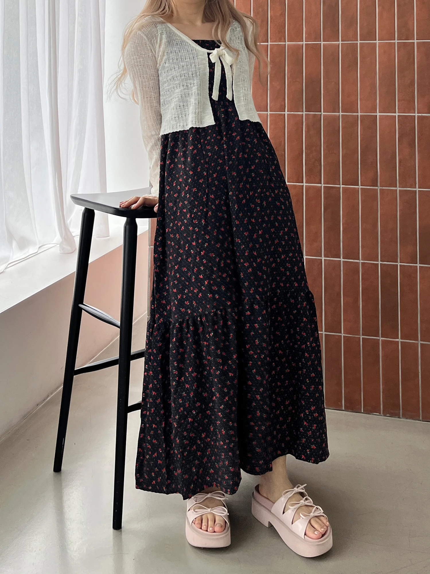 ALEMAIS シャーリング ミニワンピース フローラル【関税なし】 セール】SHIRRING SH OP シャーリング シャツ ワンピース ミニ